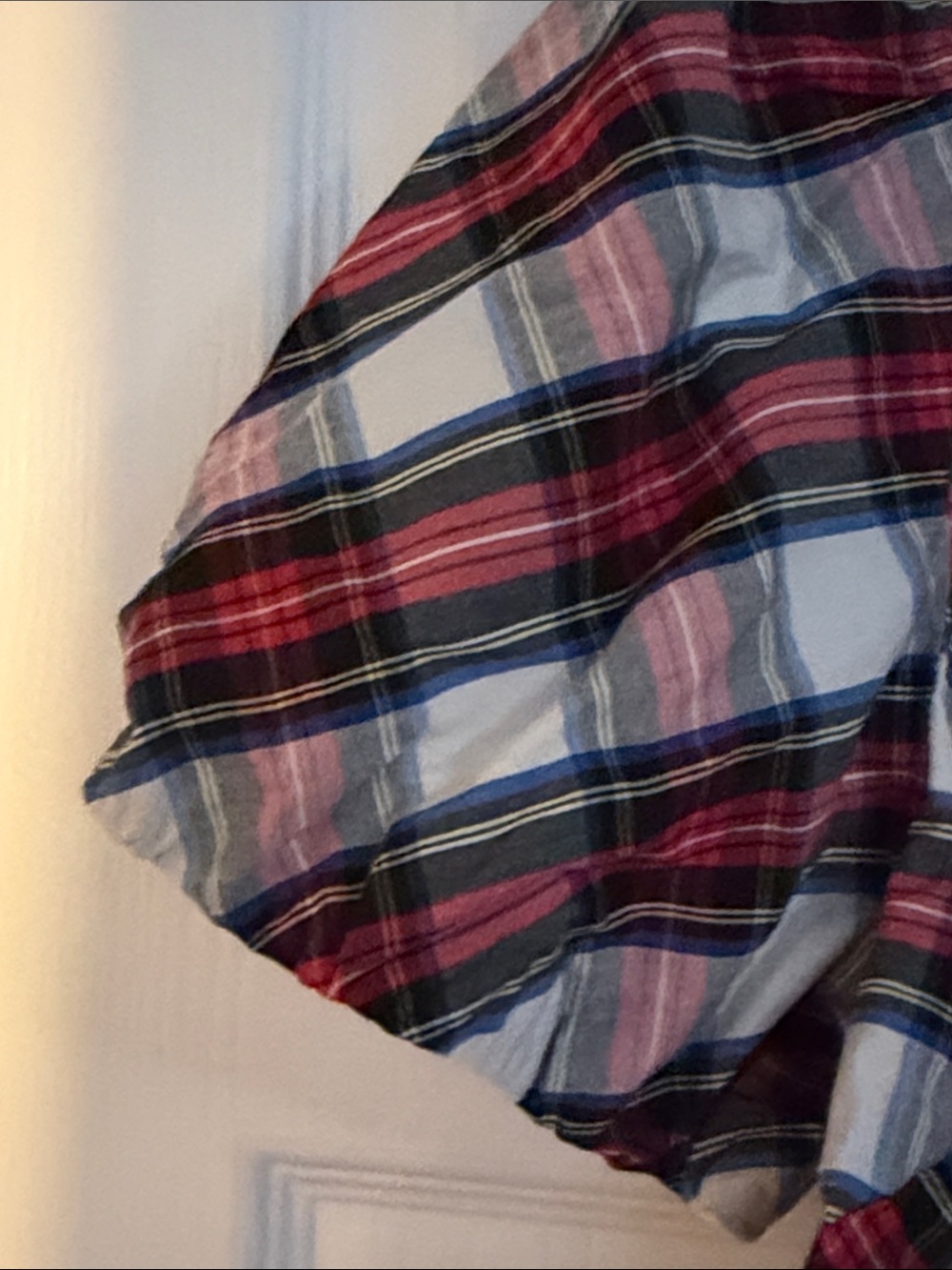 J. Crew Diagonal Plaid Puff-Sleeve Blouse - Red, Blue & White - Picture 3 of 6